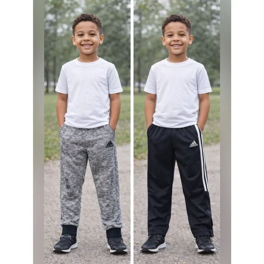 Adidas Youth Pants Bundle Size 6 Joggers & Track Pants Gray Black Athletic